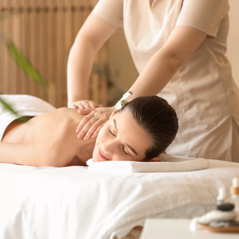 Relaxing massage therapy session in spa setting