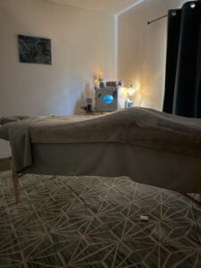 Massage room setup at Salt & Sage Healing in St. Petersburg, Florida