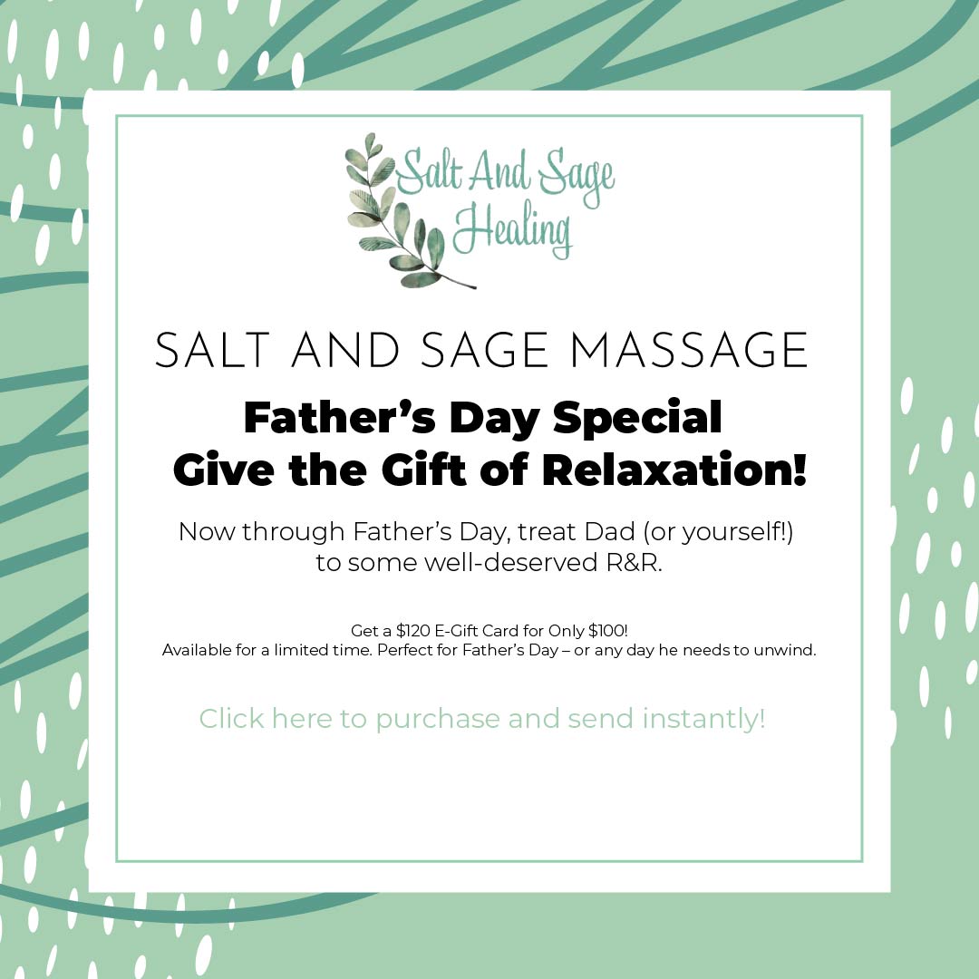 Father's Day massage gift card special offer.