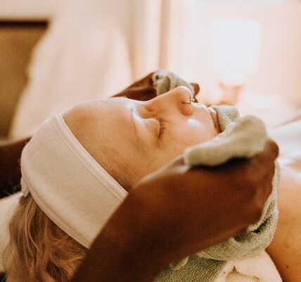 Facial treatment in spa setting for relaxation.
